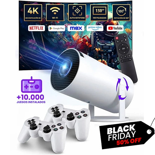 PROYECTOR GAMER 4K® con Juegos Retro